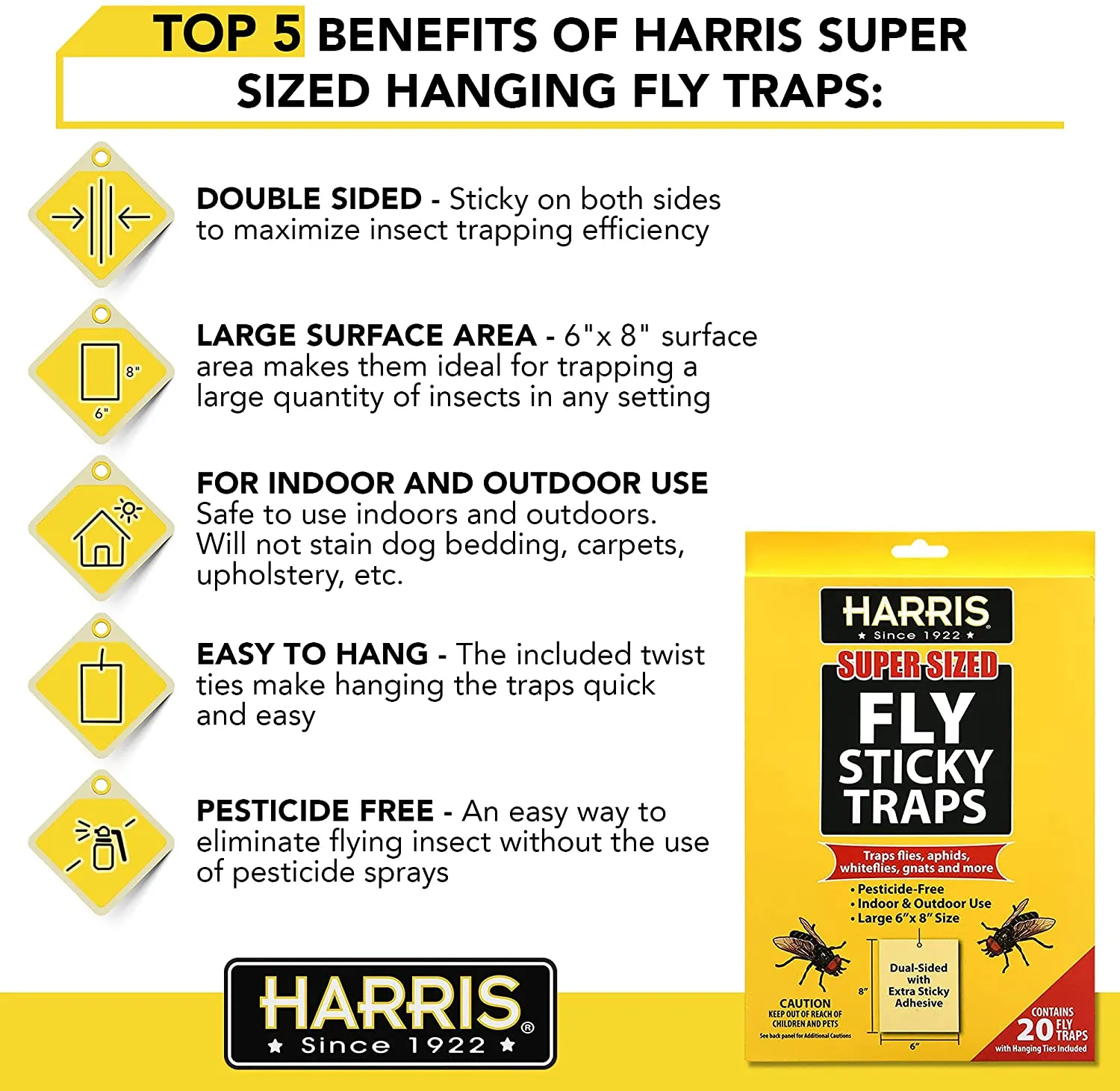 Harris Super Sized Fly Sticky Traps (20 Pack)