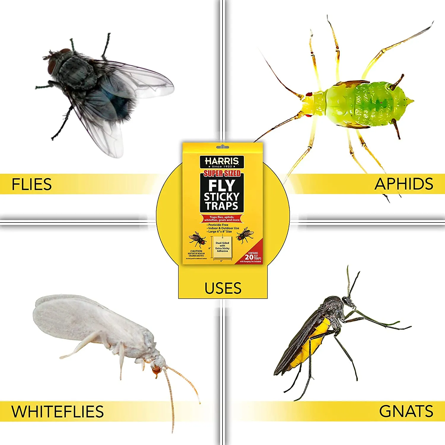 Harris Super Sized Fly Sticky Traps (20 Pack)