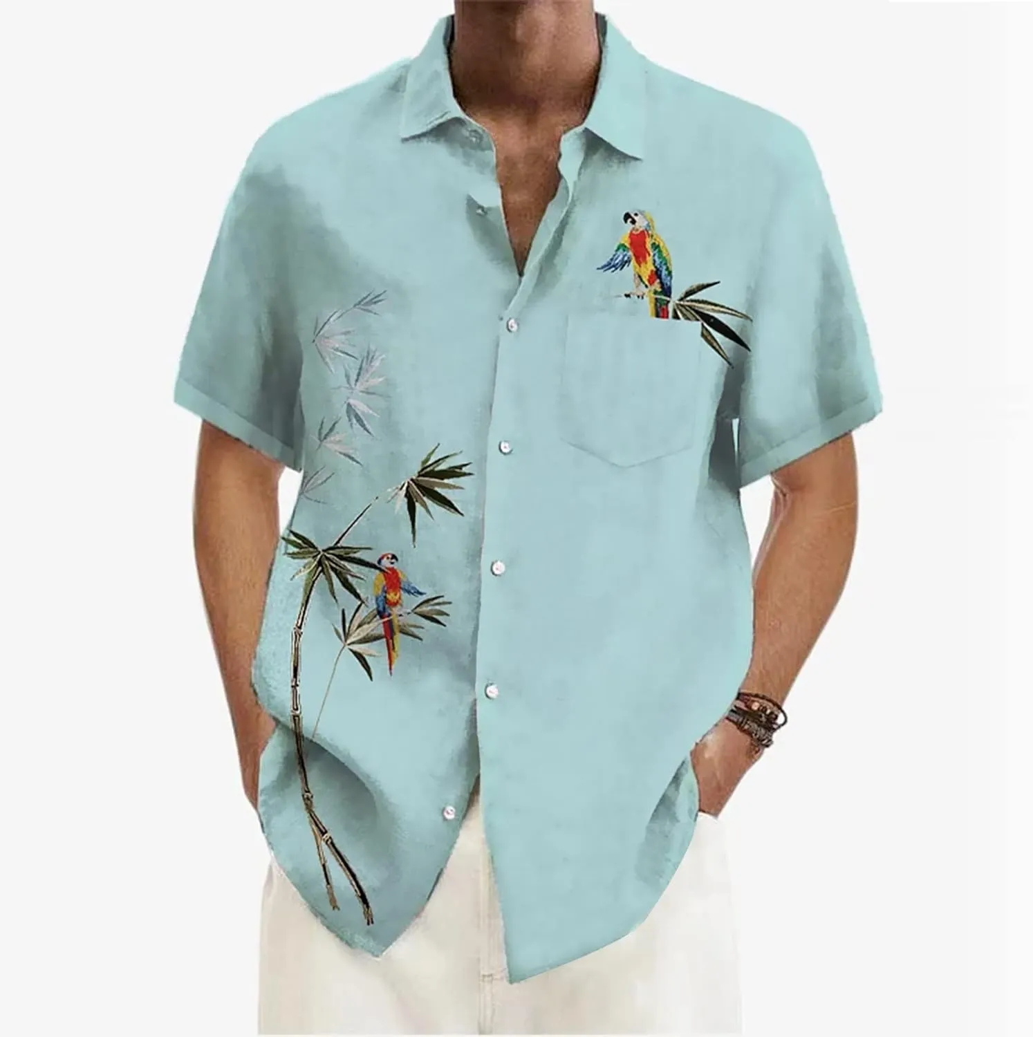 Hawaiian Shirts for Men Button Down Vintage Casual Short Sleeve Fashion Breathable Tropical Beach Tops