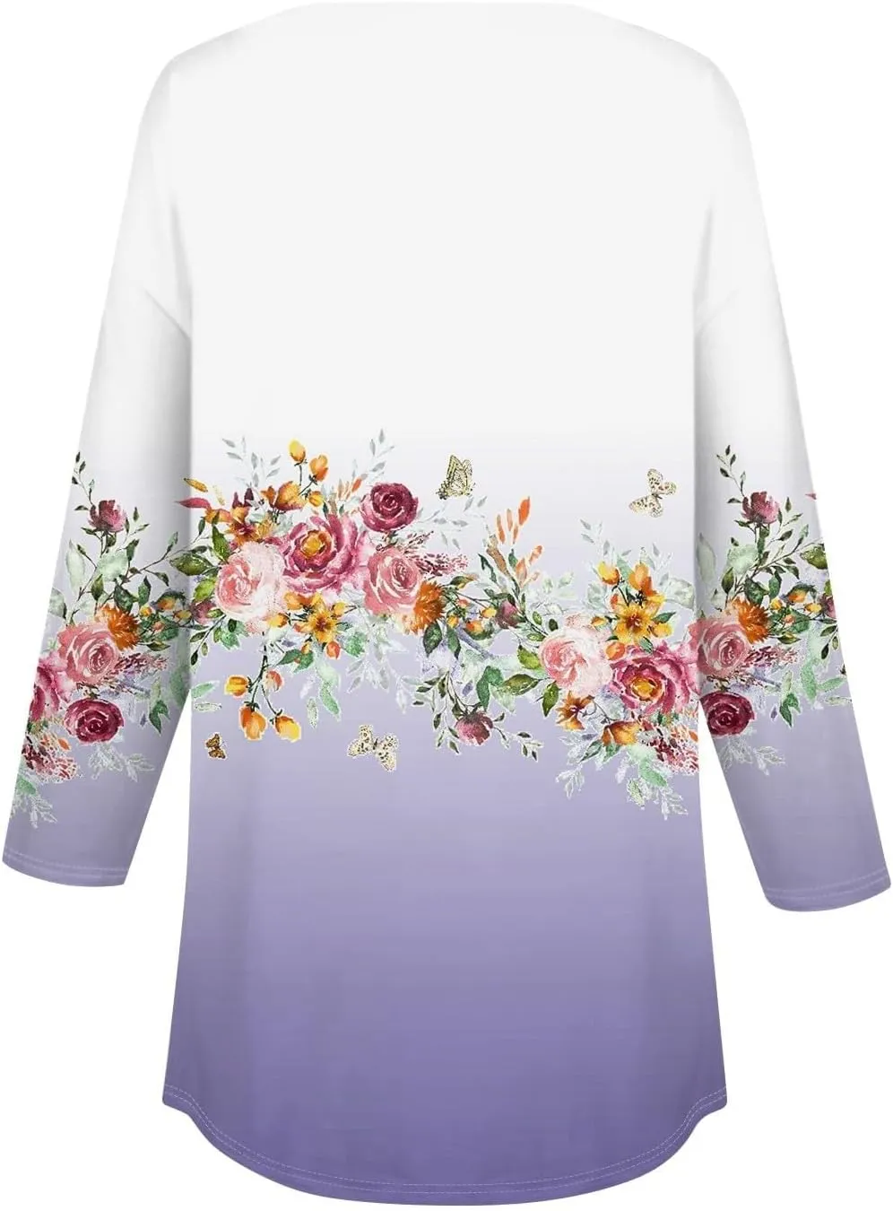 Henley Summer Shirts 3/4 Length Sleeve Womens Tops Vintage Print Casual Trendy Loose Fit 2025 Tunic Blouses