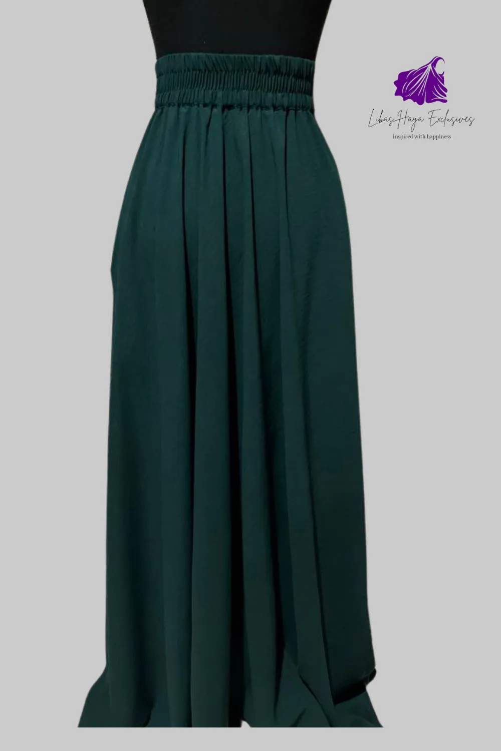 Hiba High Waist Skirt With Pockets-Emerald Green
