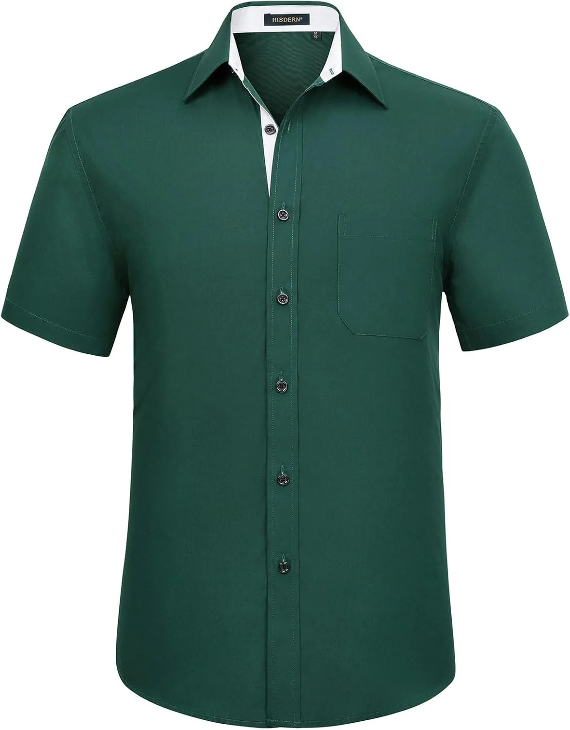 HISDERN Mens Short Sleeve Dress Shirts Business Casual Shirts for Men Button Down Shirt Formal Summer with Pocket