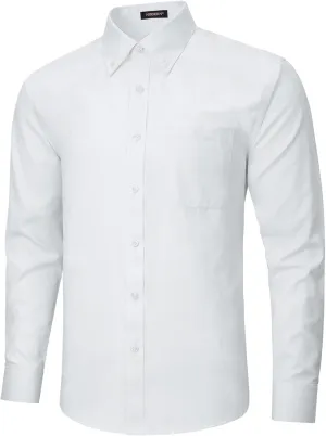 HISDERN Mens Stripe Dress Shirts Long Sleeve Button Down Shirt Formal Wrinkle Free Dress Shirts Business Cotton Shirt