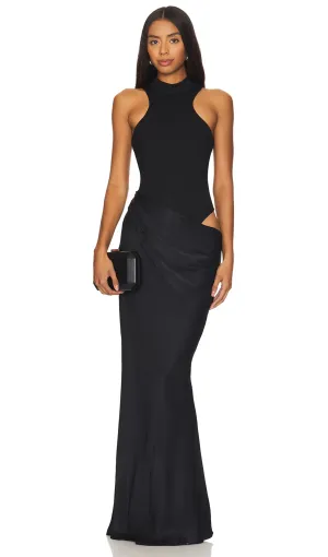 Hollow Out Maxi Dress-Black