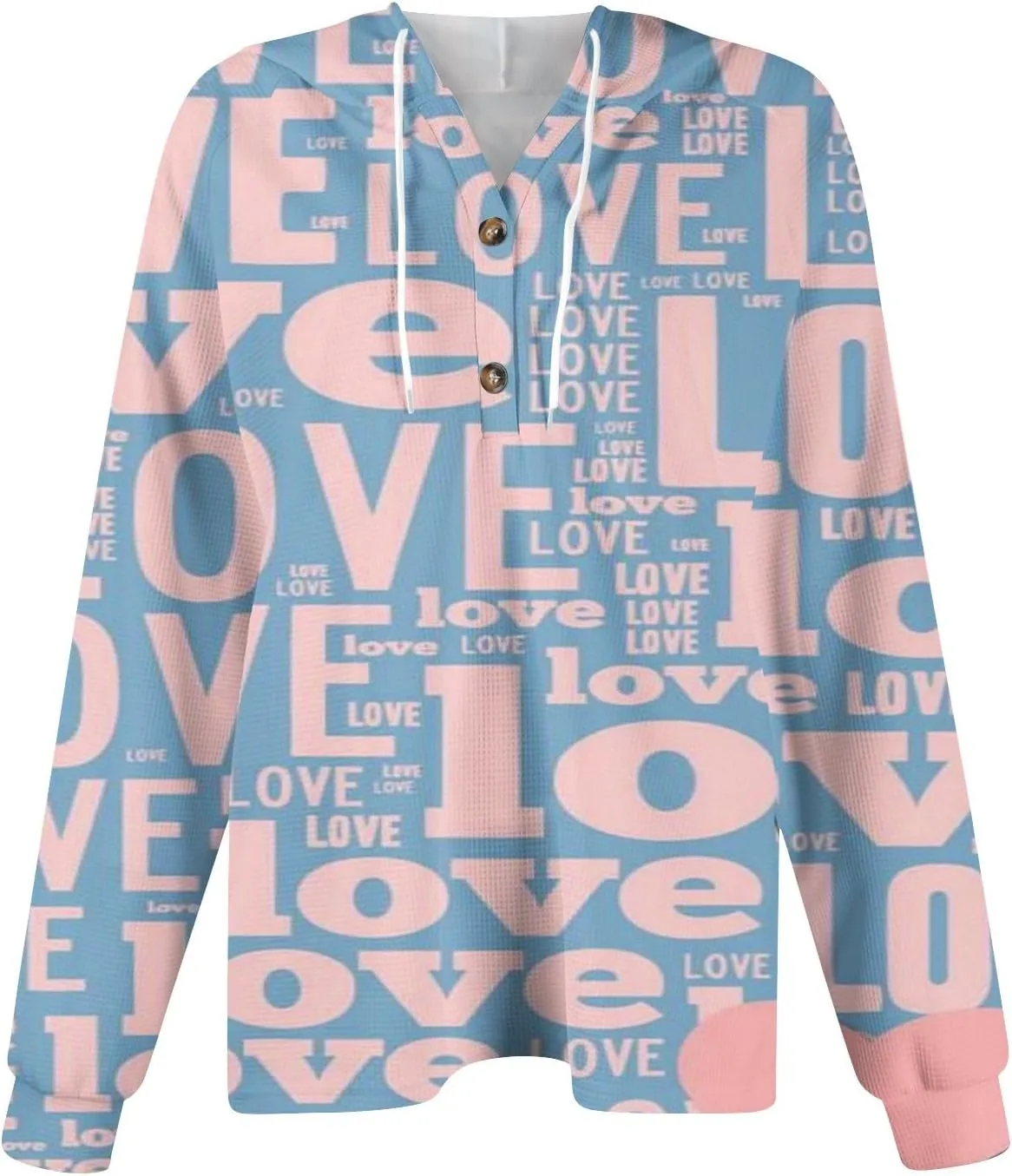 Hoodies For Women Trendy Long Sleeve V Neck Buttons Shirts Fashion Pullover Waffle Kint Tops Oversized Sweatshirts
