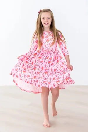 Howdy 3/4 Sleeve Pocket Twirl Dress