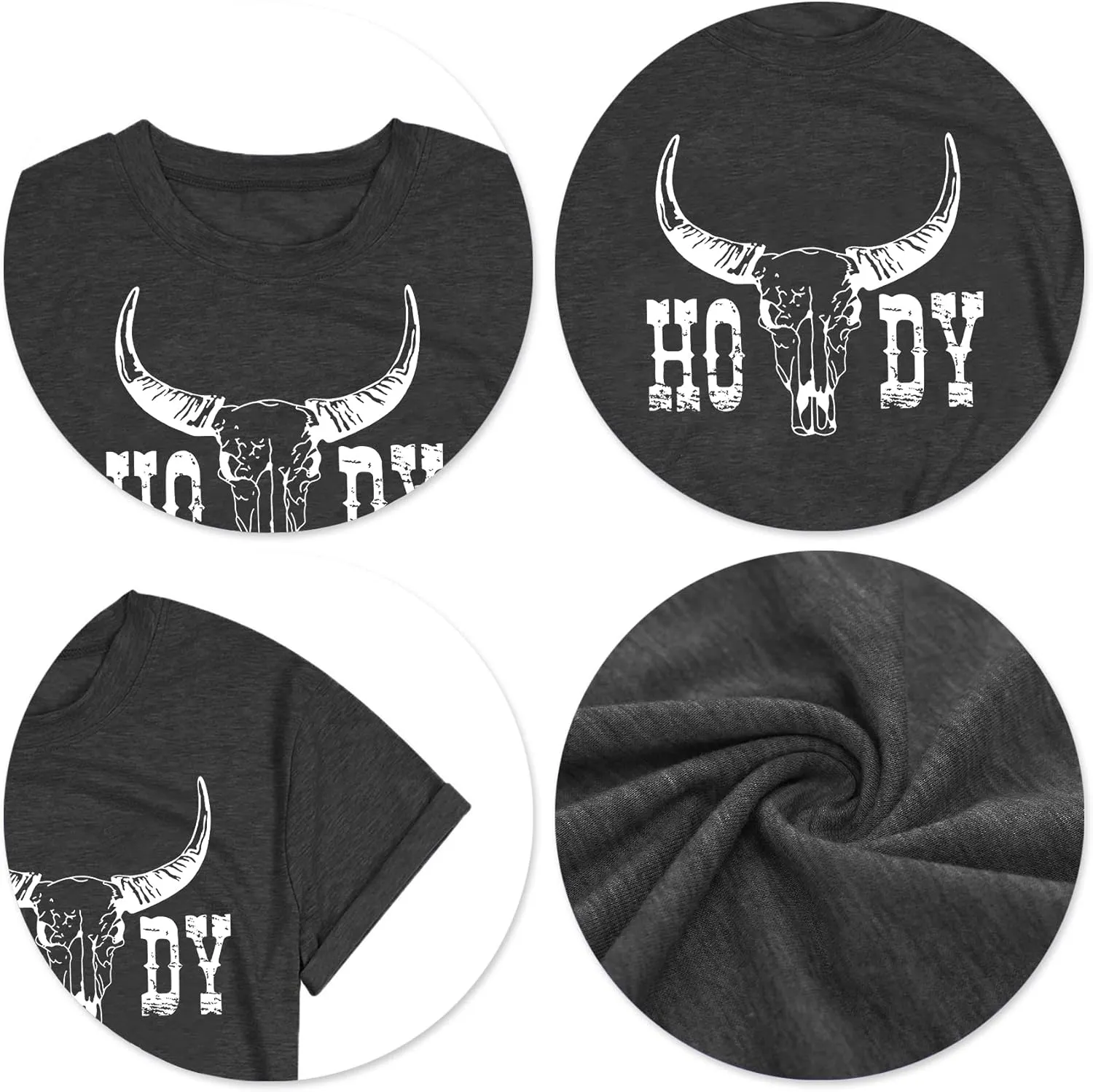 Howdy Shirt Women Cow Skull Shirt Western Country T Shirts Vintage Cowgirl Shirts Casual Short Sleeve Tee Tops