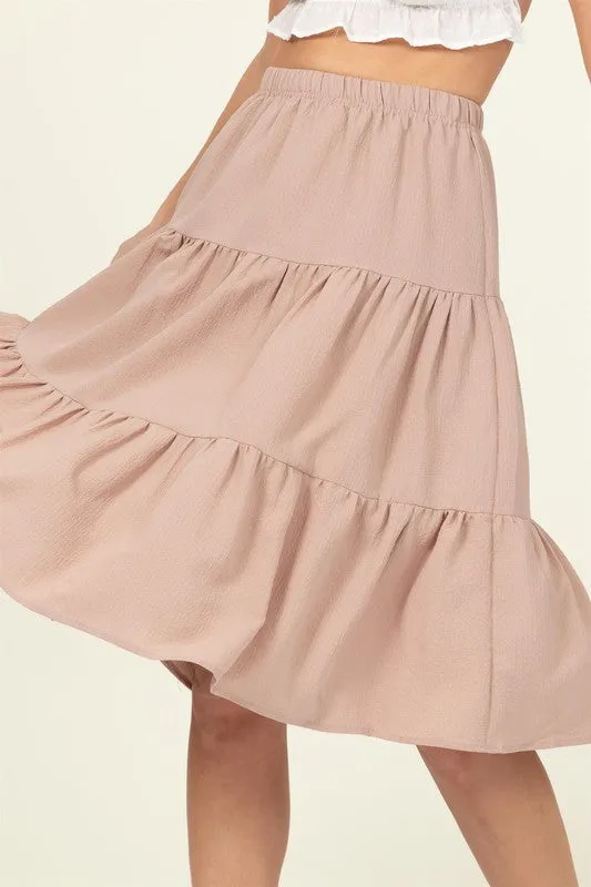HYFVE Call It a Day Tiered Midi Skirt