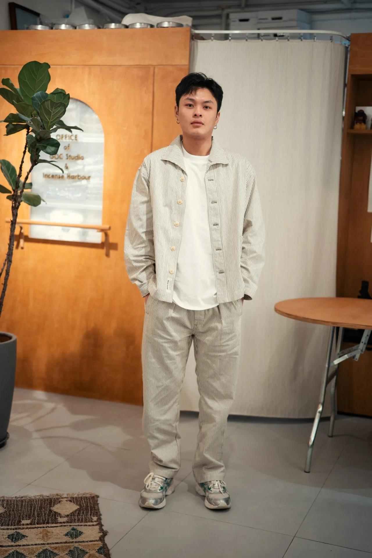 Incense Harbour Tuck Pants - 2mm Brown Stripe