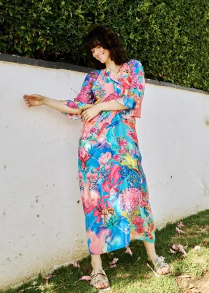 Jubilee Dress With Floral Print In Pink And Blue