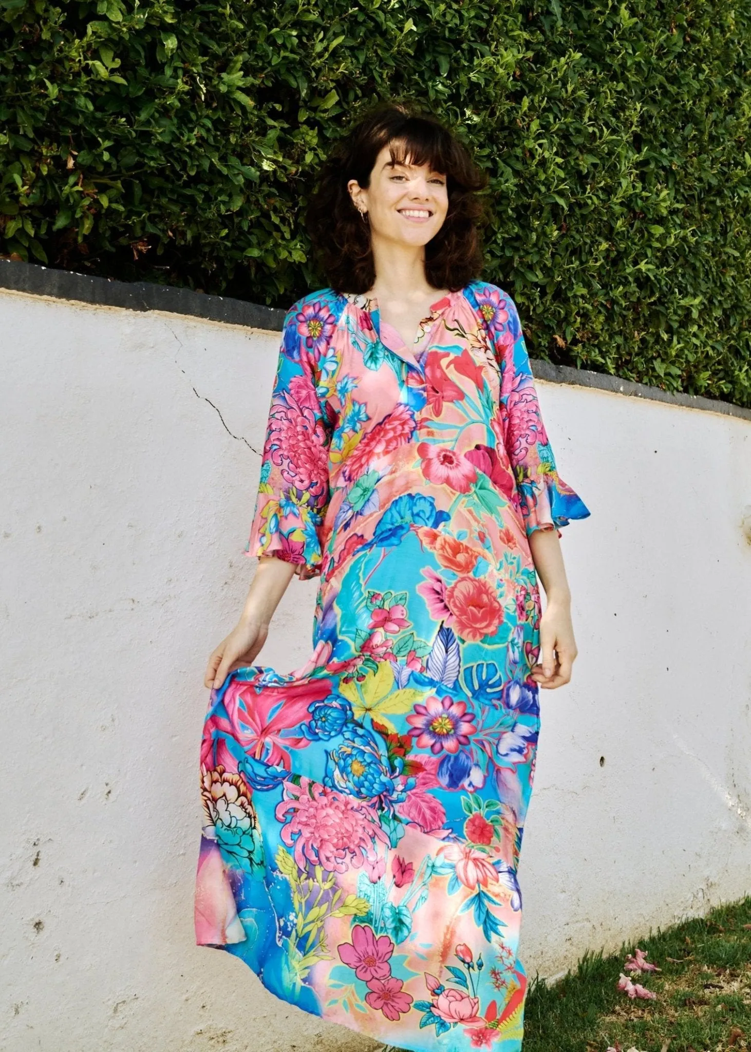 Jubilee Dress With Floral Print In Pink And Blue