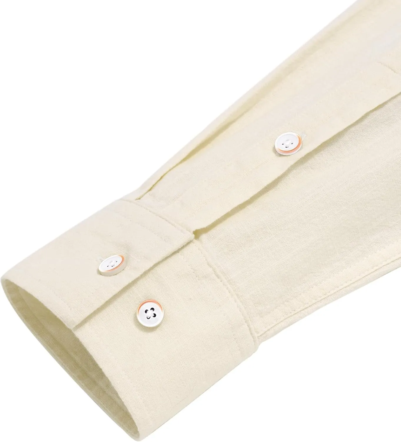 J.VER Men's Cotton Linen Long Sleeve Shirts Casual Button Down Banded Collar Shirt Beach Summer Tops with Pocket