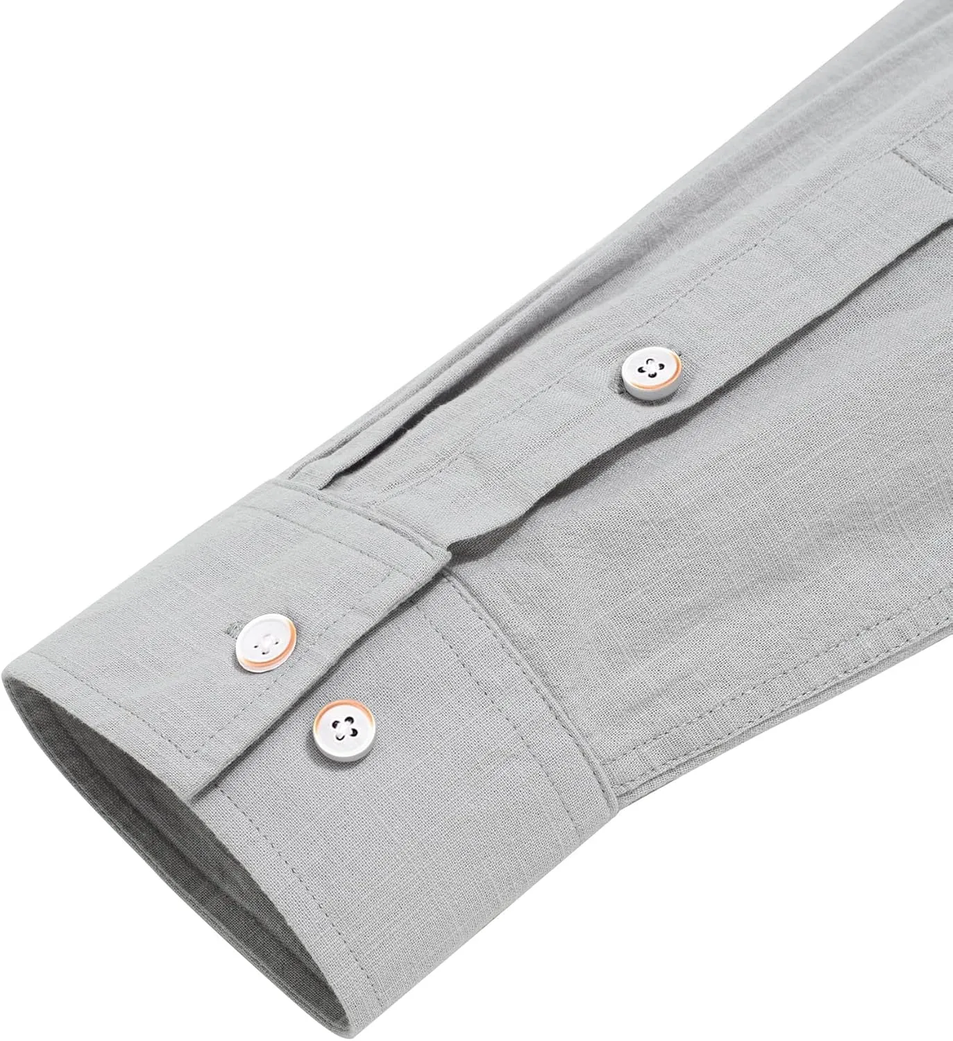 J.VER Men's Cotton Linen Long Sleeve Shirts Casual Button Down Banded Collar Shirt Beach Summer Tops with Pocket