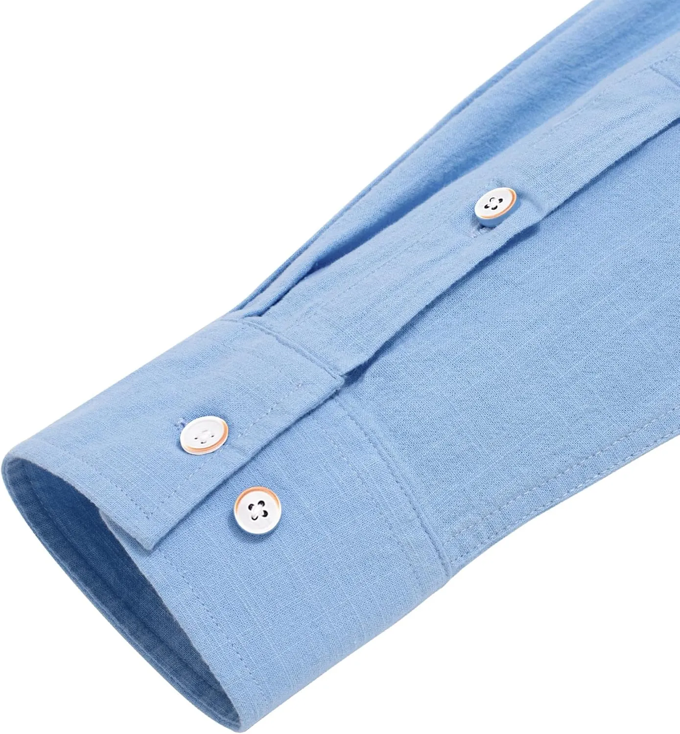 J.VER Men's Cotton Linen Long Sleeve Shirts Casual Button Down Banded Collar Shirt Beach Summer Tops with Pocket