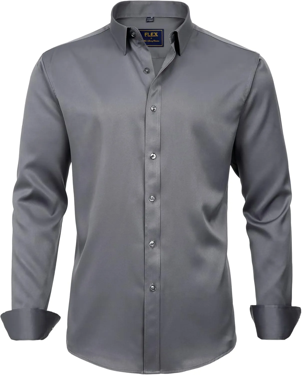 J.VER Men's Dress Shirts Solid Long Sleeve Stretch Wrinkle-Free Formal Shirt Business Casual Button Down Shirts