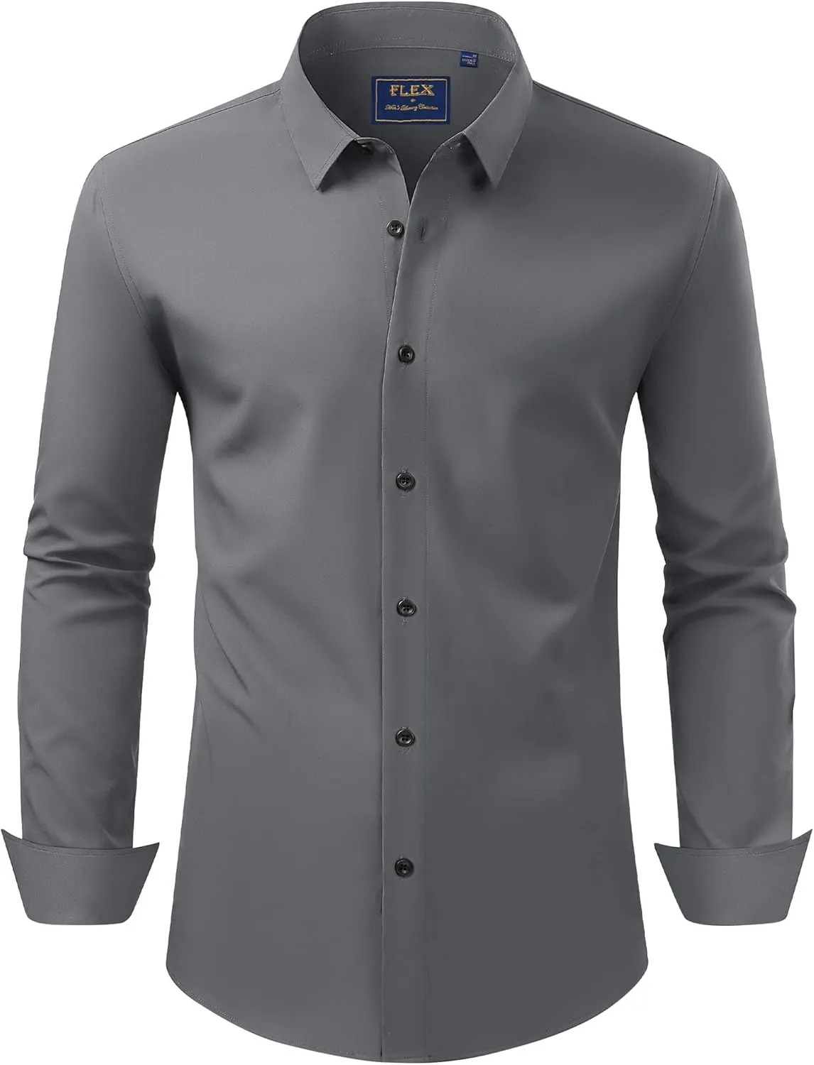 J.VER Men's Dress Shirts Stretch Long Sleeve Formal Shirt Solid Business Casual Button Down Shirts for Wedding Prom