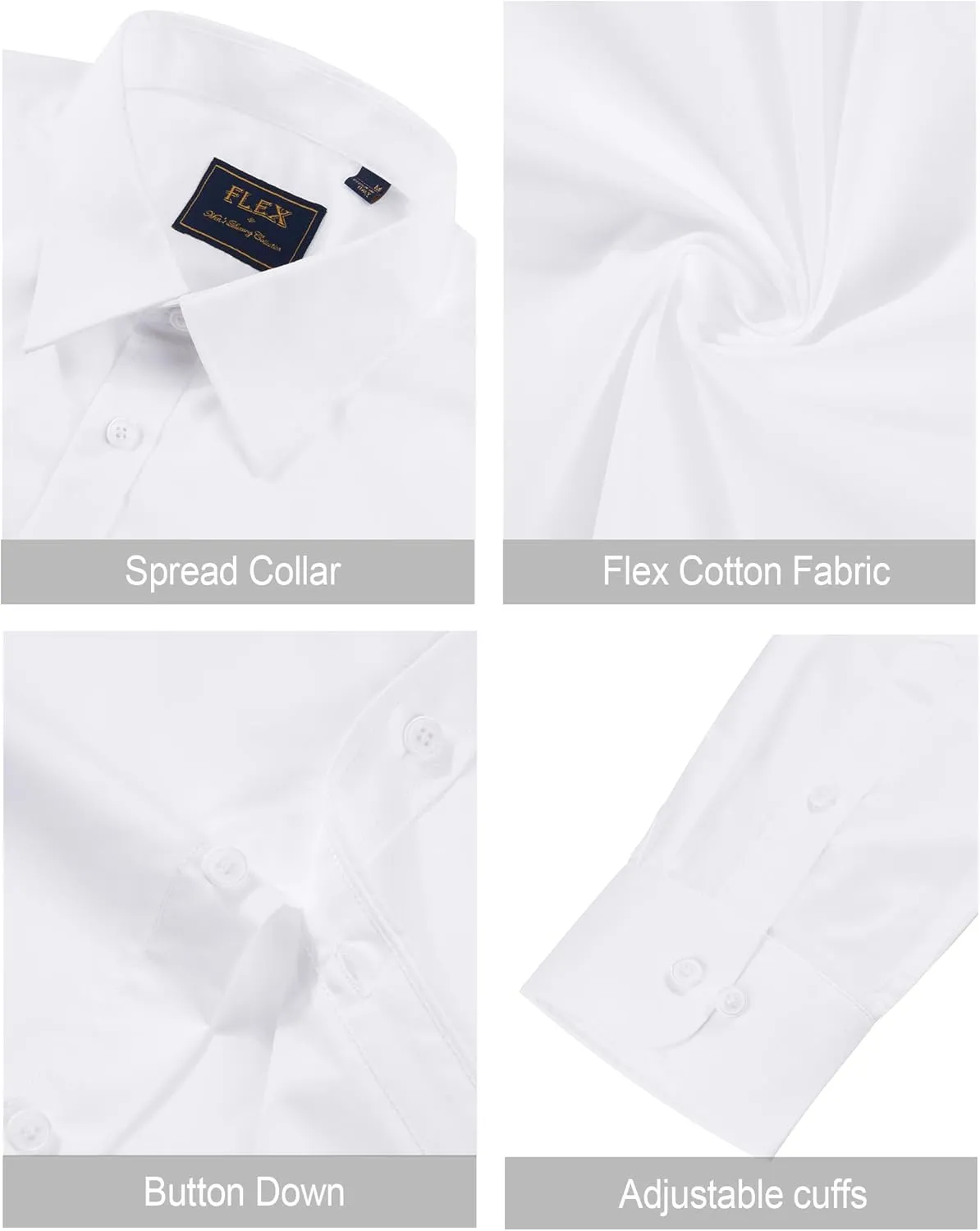 J.VER Men's Dress Shirts Stretch Stain Shield Long Sleeve Solid Formal Shirt Business Casual Button Down Shirts