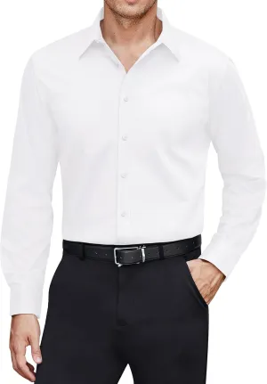J.VER Men's Dress Shirts Stretch Stain Shield Long Sleeve Solid Formal Shirt Business Casual Button Down Shirts