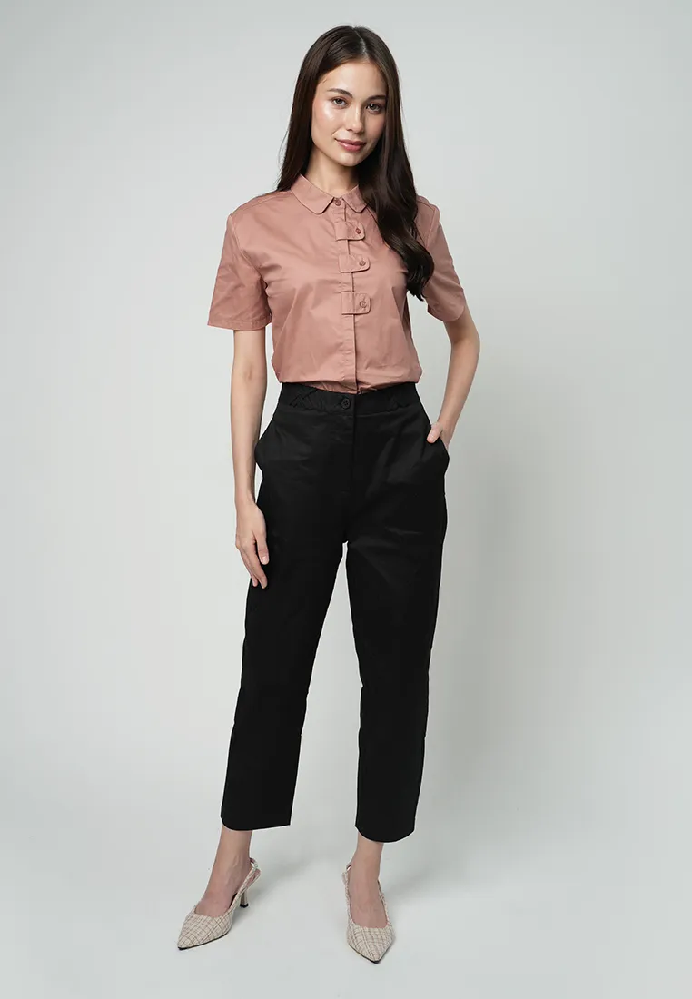 Kailee Relaxed Pants with Criss-Cross Waistband Detail