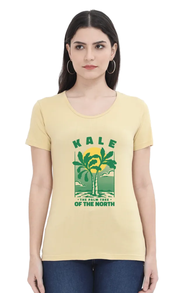 Kale Palm Printed Scoop Neck T-shirt for women