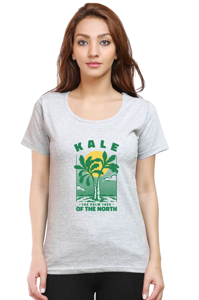 Kale Palm Printed Scoop Neck T-shirt for women