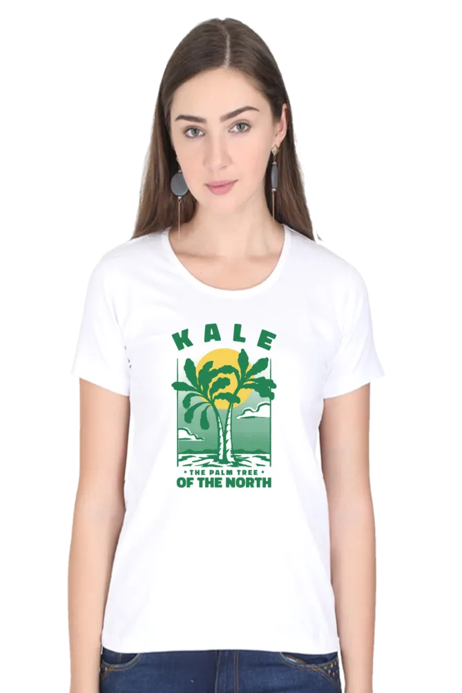 Kale Palm Printed Scoop Neck T-shirt for women