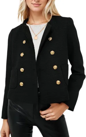 Kedera Womens Cropped Tweed Blazer Jackets Long Sleeve Open Front Blazer for Work Casual Business Outfits