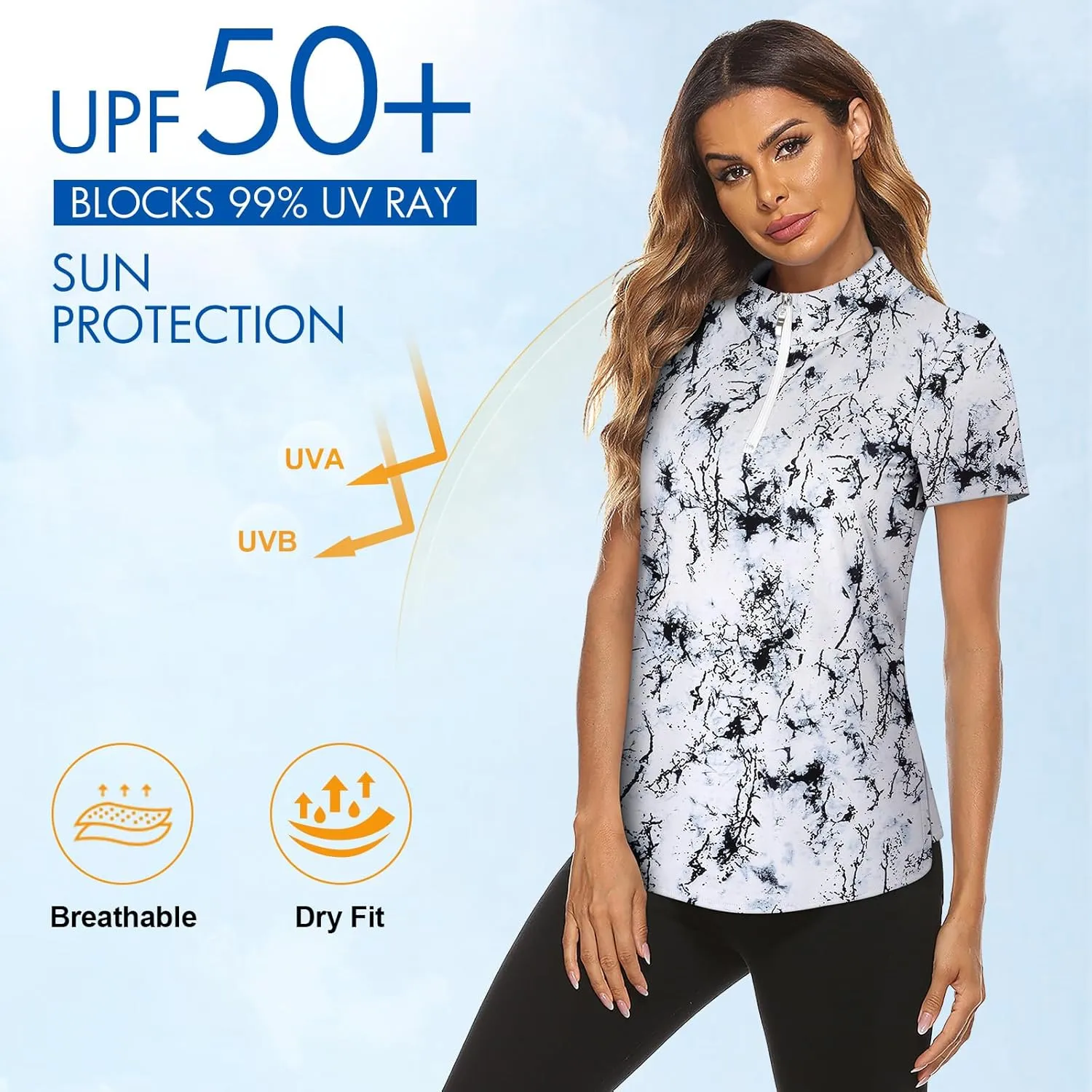 Koscacy Women's Long Sleeve Golf Tennis Polo Shirts UPF50  Half Zip Dry Fit Workout Tops Athletic Shirt