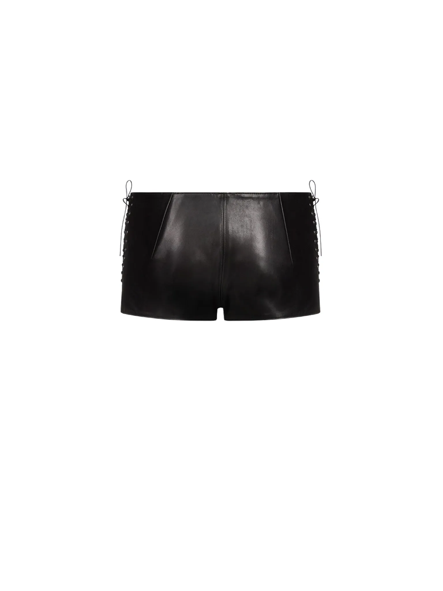 Lace-Up Micro Shorts in Leather