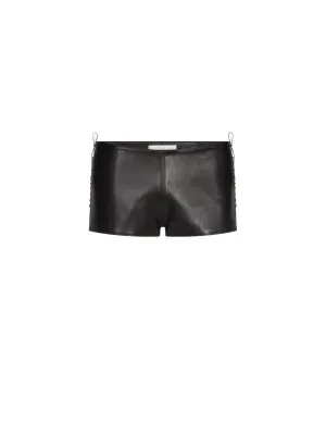 Lace-Up Micro Shorts in Leather