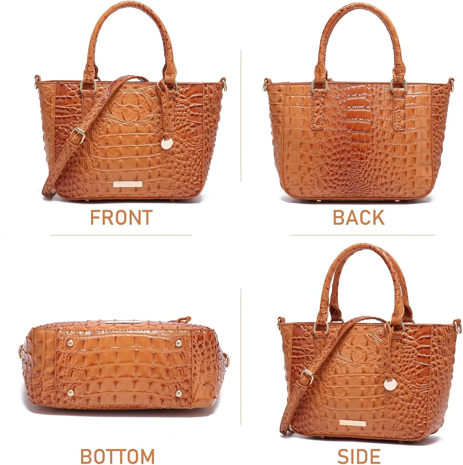 Ladies Tote Leather Bags for Women Crocodile Embossed Zipper Satchel Purse Elegant Compartments Crossbody Work