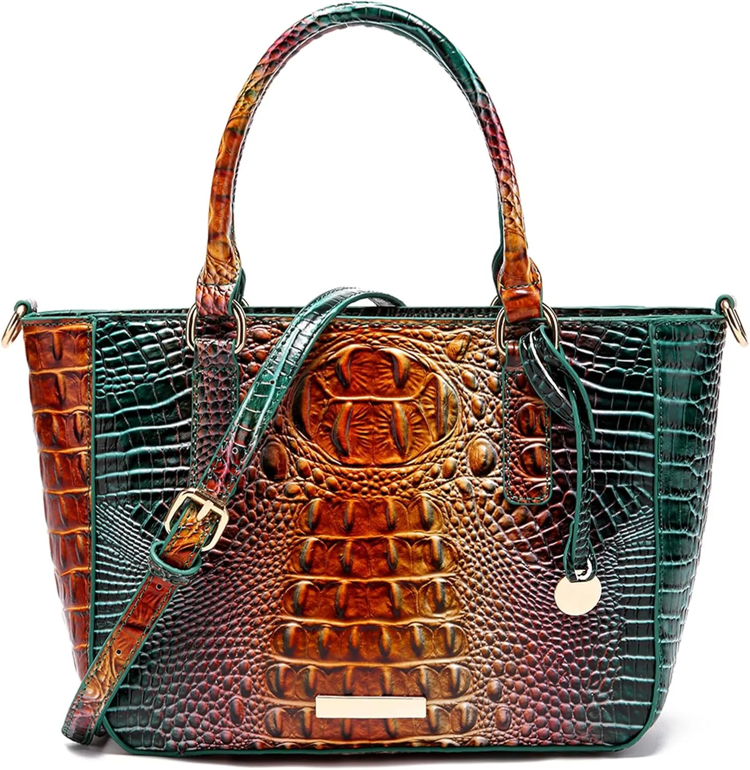 Ladies Tote Leather Bags for Women Crocodile Embossed Zipper Satchel Purse Elegant Compartments Crossbody Work