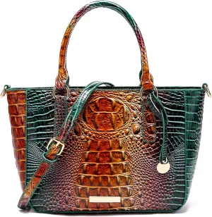 Ladies Tote Leather Bags for Women Crocodile Embossed Zipper Satchel Purse Elegant Compartments Crossbody Work