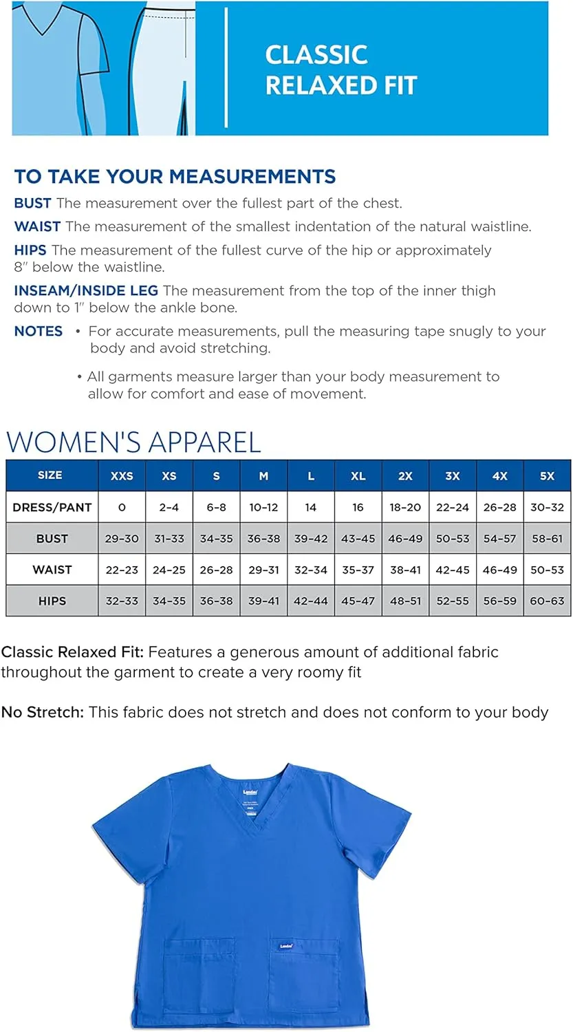 Landau Essentials Relaxed Fit 4-Pocket V-Neck Scrub Top for Women 8219