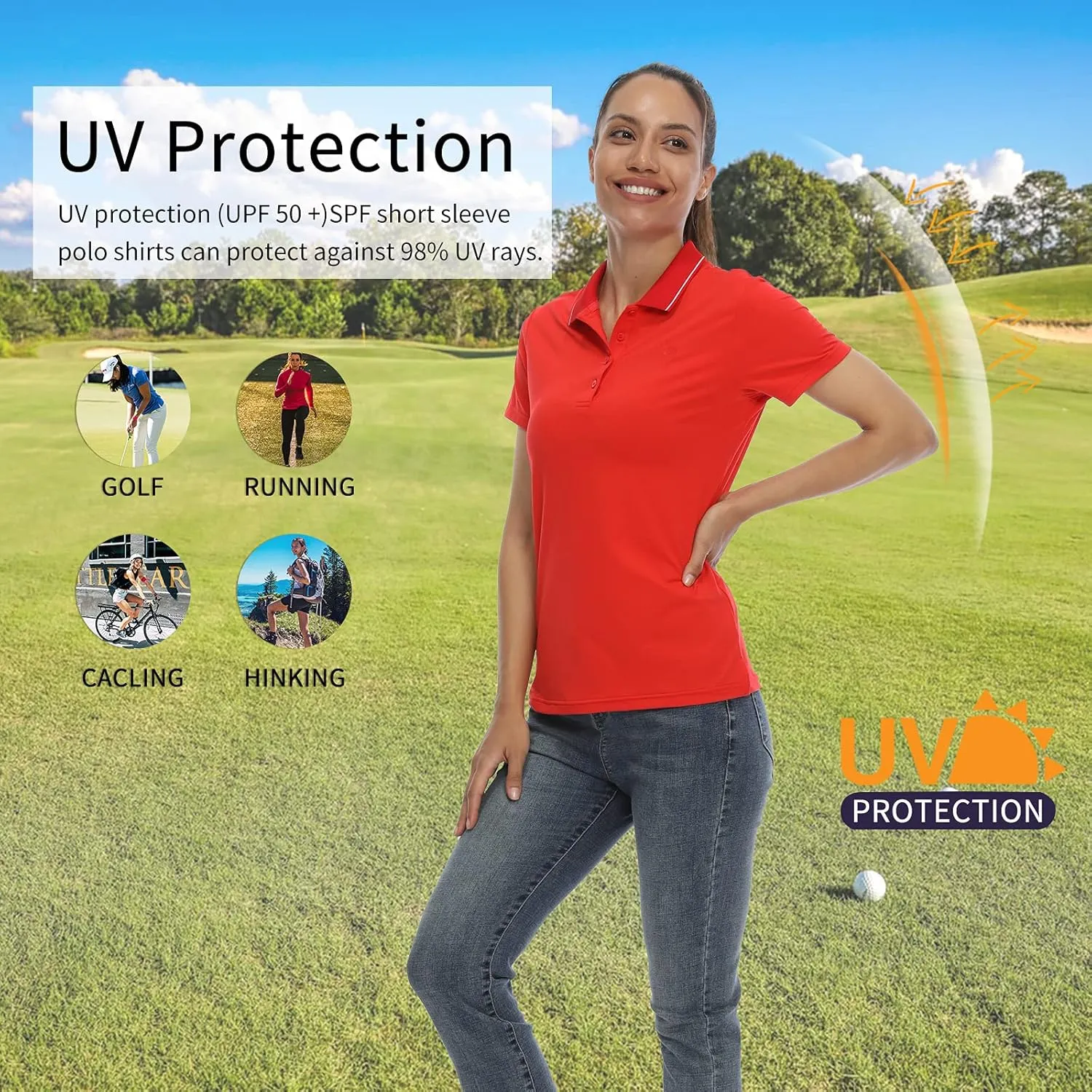 LastFor1 Women's Golf Polo Shirts Short Sleeve Sports Shirts Quick Dry 3-Button Casual Athletic T-Shirt