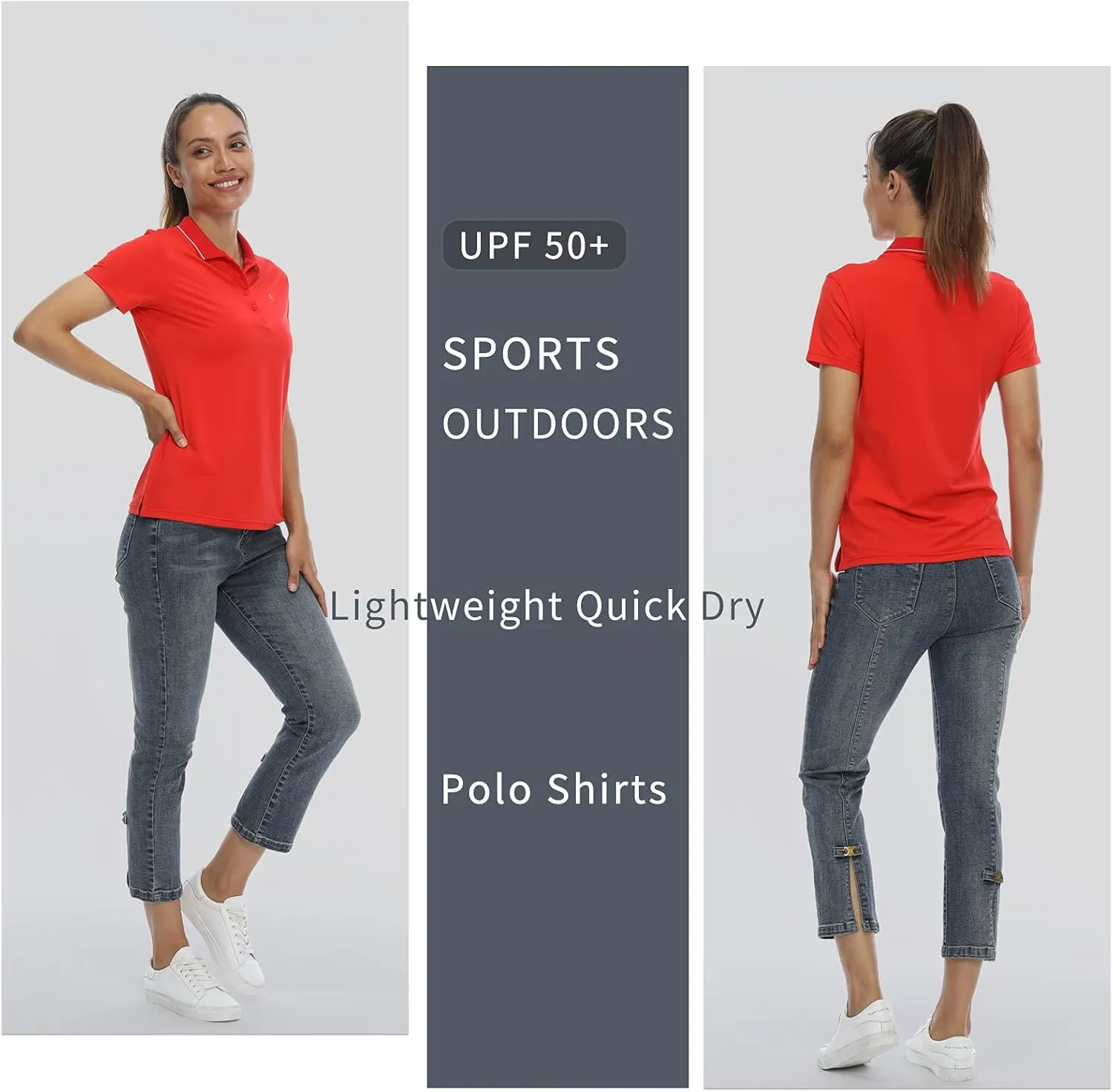 LastFor1 Women's Golf Polo Shirts Short Sleeve Sports Shirts Quick Dry 3-Button Casual Athletic T-Shirt