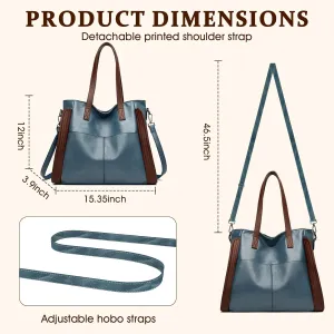 Leather women tote bag: handbag purse for ipad books phone - shoulder satchel with strap adjustable for girls ladies females