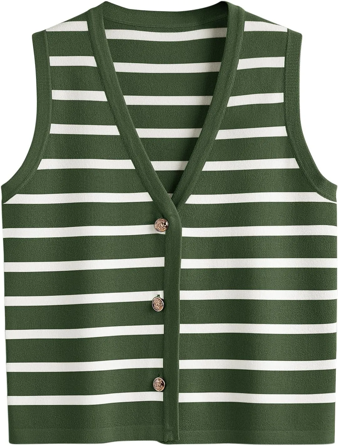 LILLUSORY Summer Vest Tops for Women 2025 Striped Sweater Vests Vacation Button Up Outfits Spring Shirts Blouses Clothes
