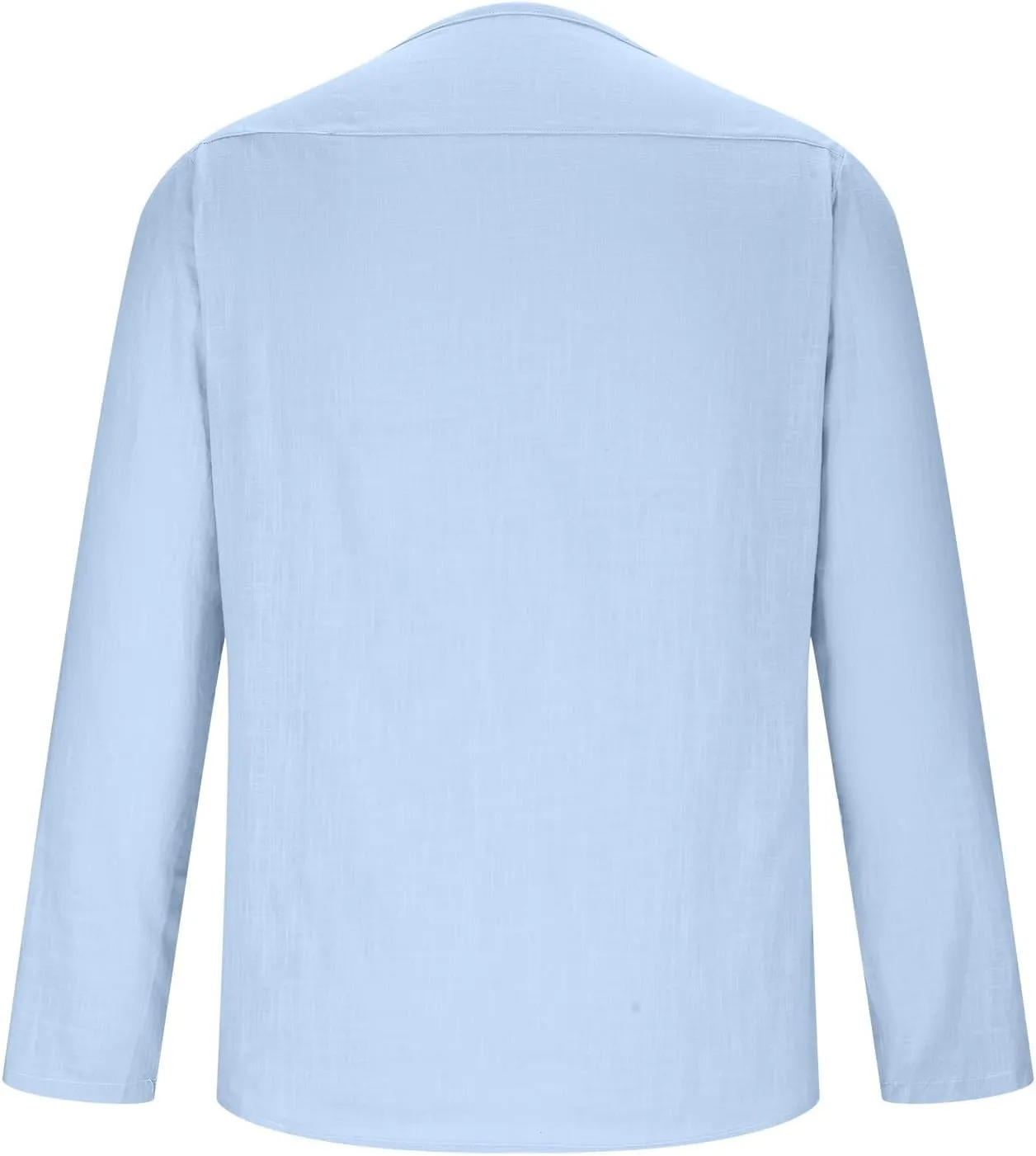 Linen Shirts for Men Long Sleeve Solid Lightweight Crew Neck Casual Shirts Summer Fashion Beach Pullover Tops