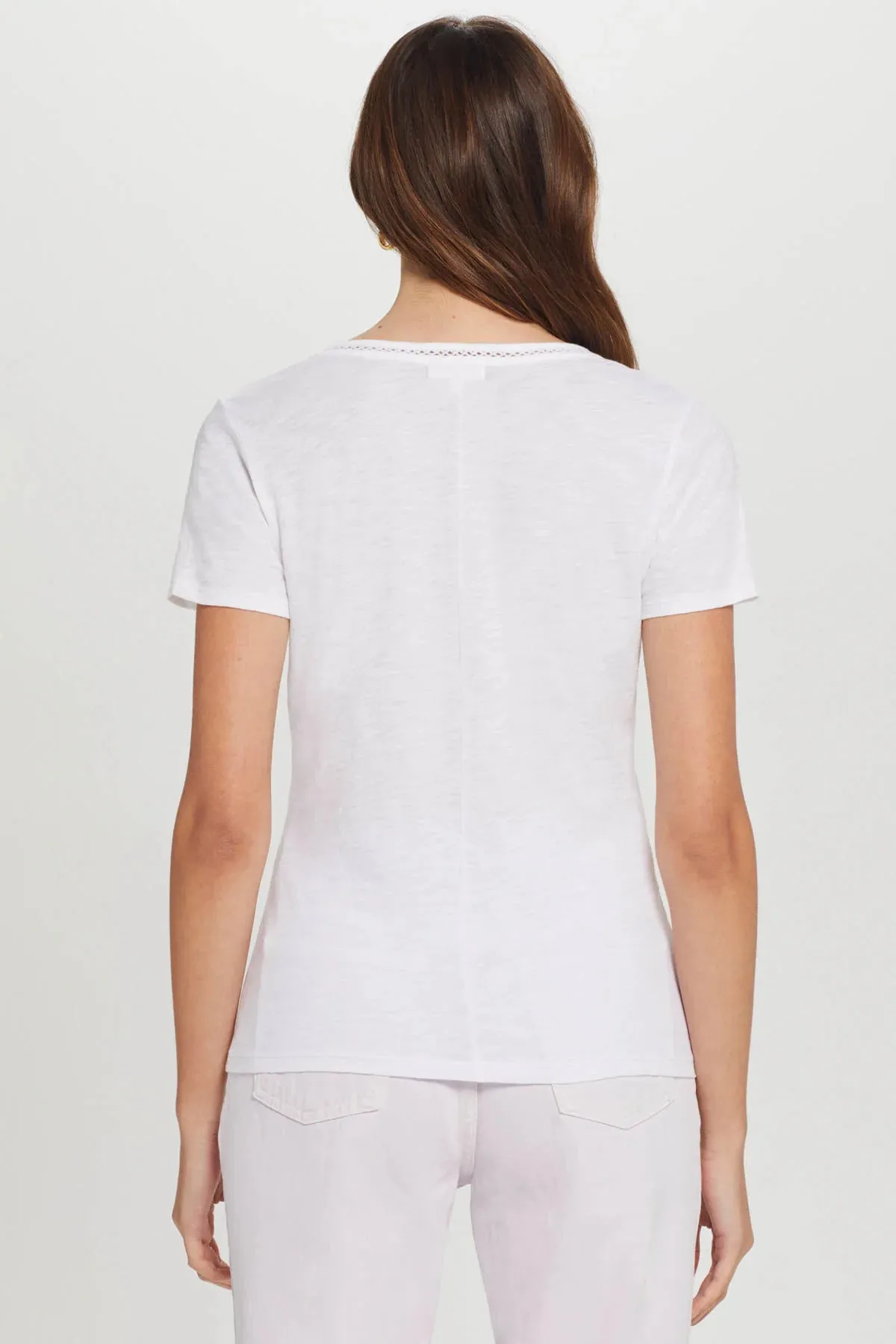 Link Embroidery V-Neck Ringer Tee