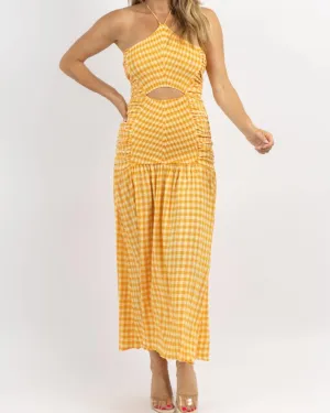 Lolita Gingham Smock Maxi Dress In Orange | Orange