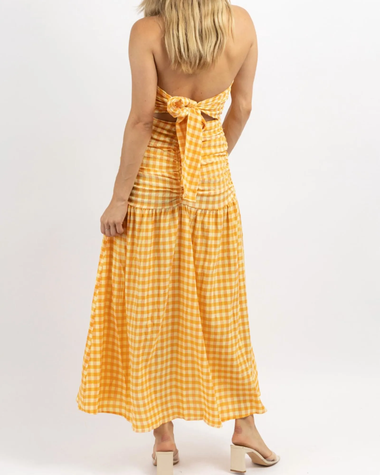Lolita Gingham Smock Maxi Dress In Orange | Orange