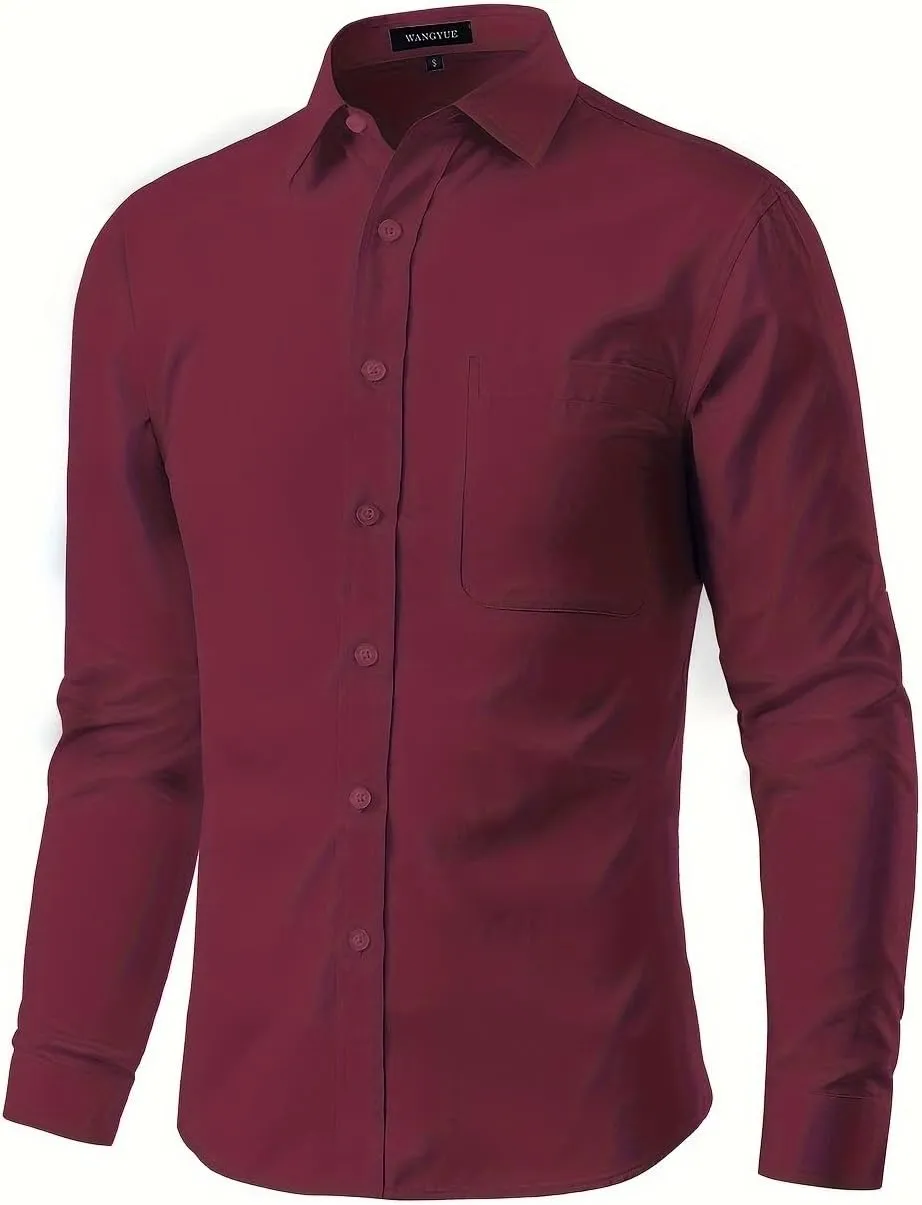 Long Sleeve Dress Shirts for Men Regular Fit Men's Button-Down Shirts Formal Shirt Business Casual Shirt