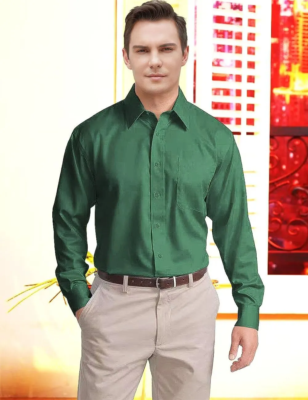 Long Sleeve Dress Shirts for Men Regular Fit Men's Button-Down Shirts Formal Shirt Business Casual Shirt