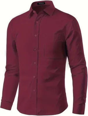Long Sleeve Dress Shirts for Men Regular Fit Men's Button-Down Shirts Formal Shirt Business Casual Shirt