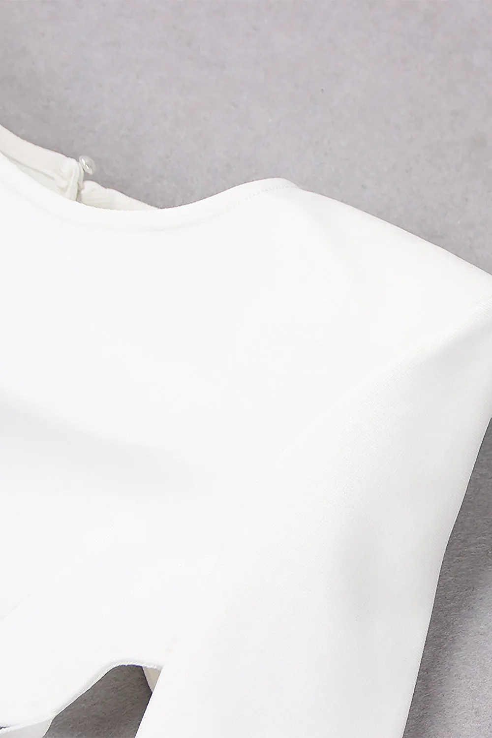 Long Sleeve Feather Trim Short Tops Mini Skirts