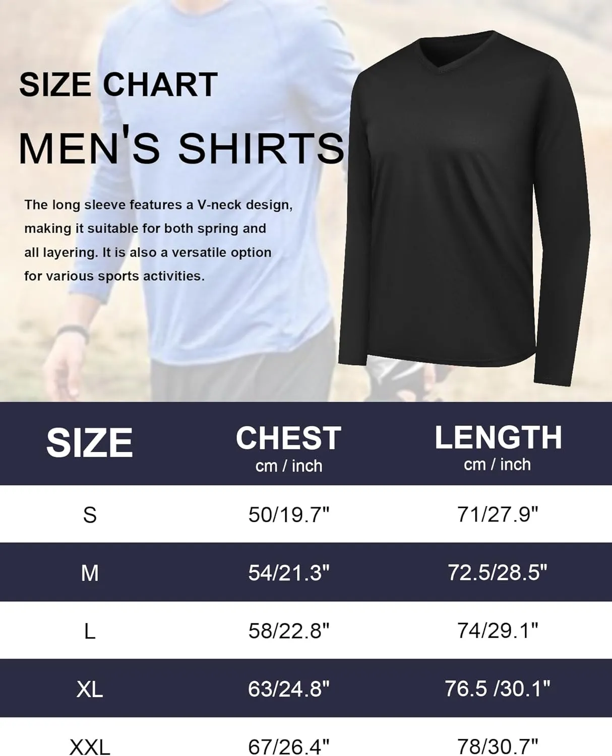 Long Sleeve Shirts for Men Moisture Wicking Mens Tee Shirts Workout Sun Protection T Shirt for Running