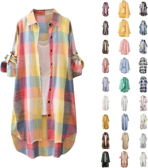 Long Sleeve Shirts for Women,2024 Spring Summer Dressy Casual Button Down Plus Size Tops Office Work Blouses