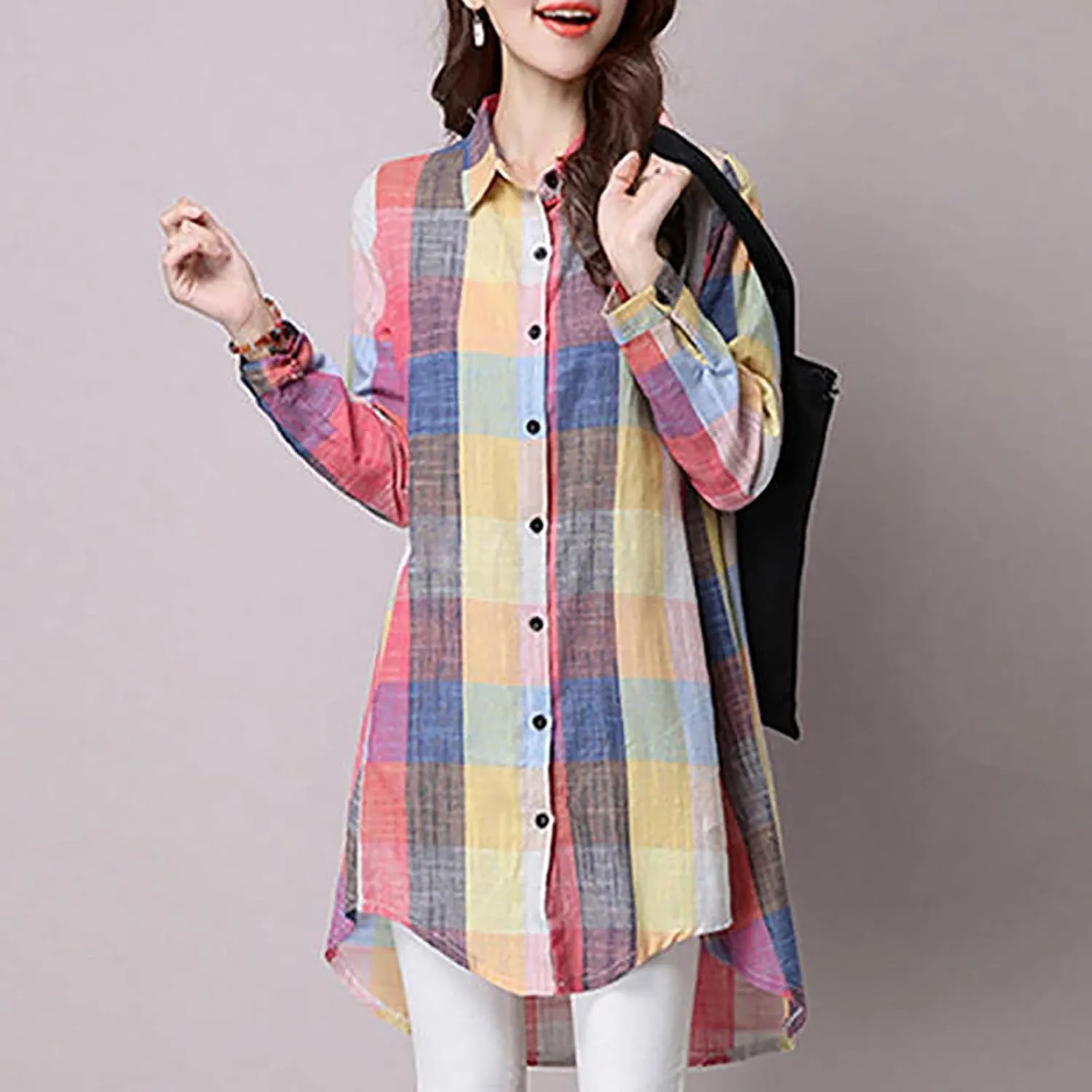 Long Sleeve Shirts for Women,2024 Spring Summer Dressy Casual Button Down Plus Size Tops Office Work Blouses