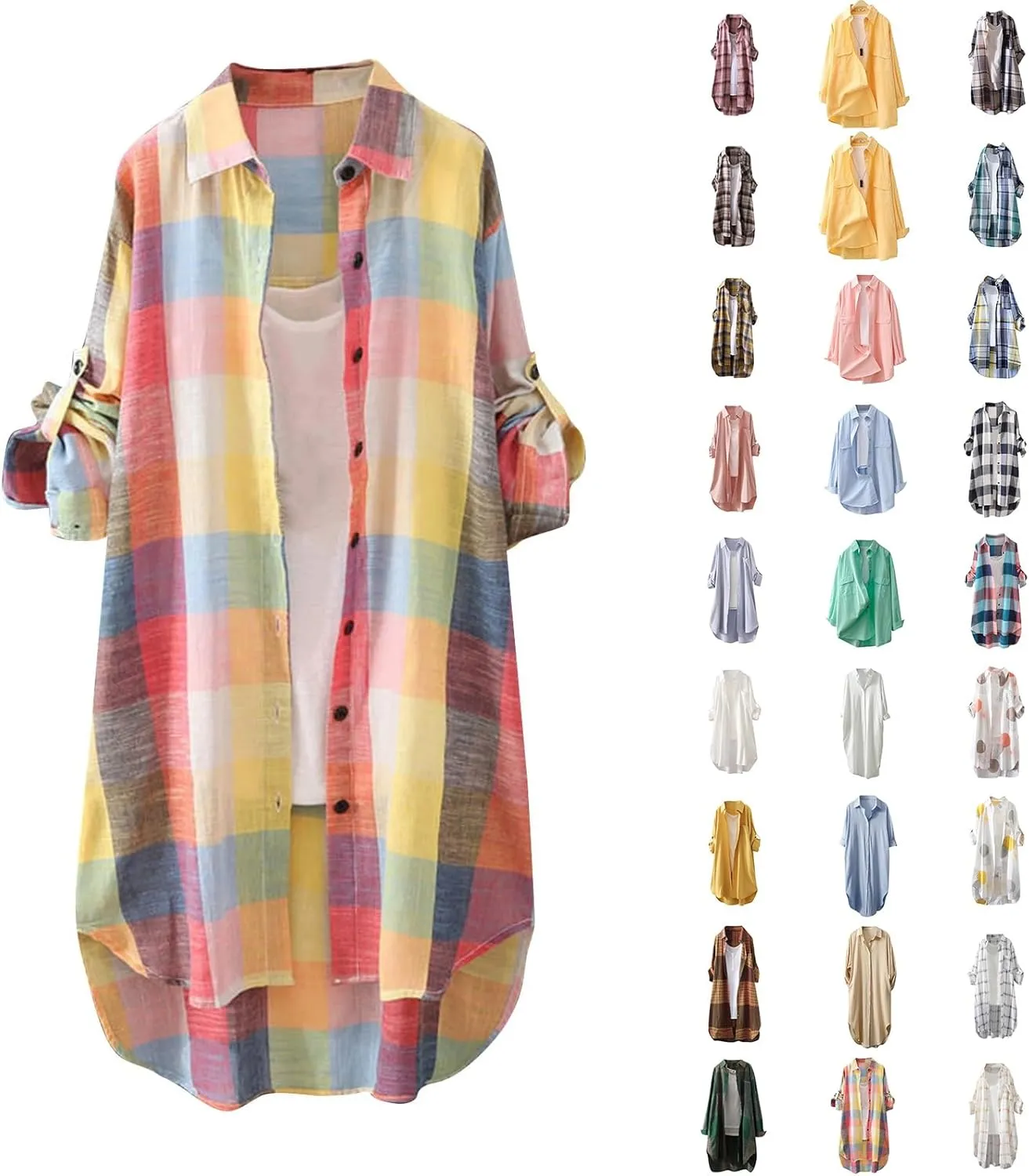 Long Sleeve Shirts for Women,2024 Spring Summer Dressy Casual Button Down Plus Size Tops Office Work Blouses